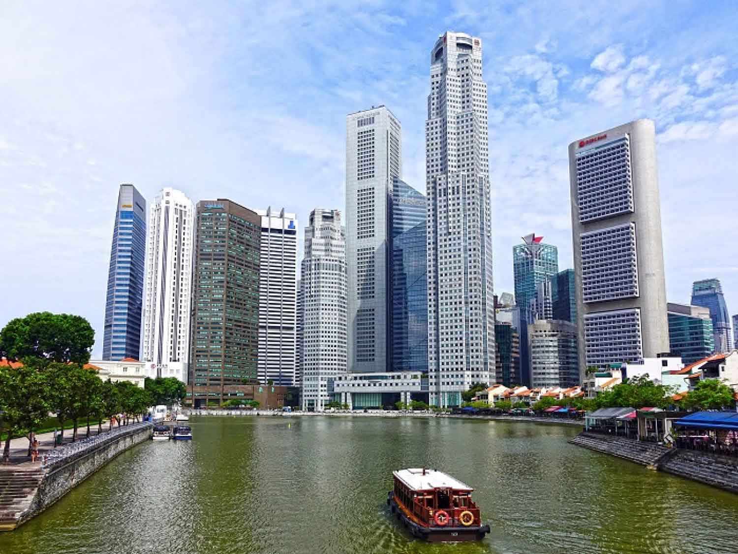 Raffles Place office towers beside the Singapore River
